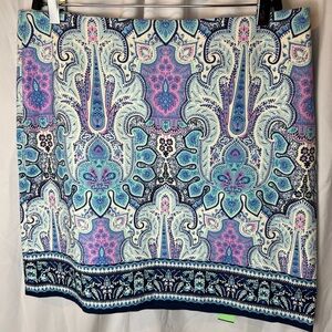 Talbots Blue and Purple Patterned Skirt